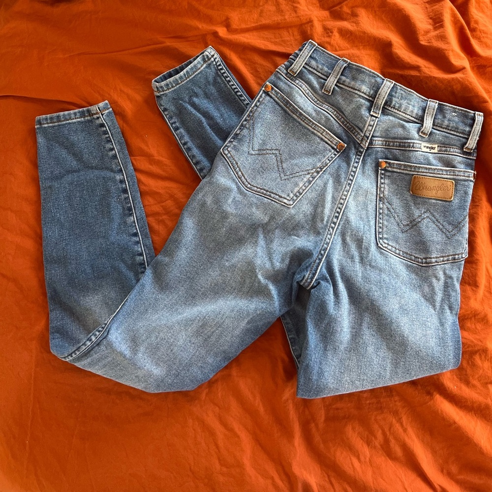 Wrangler Light Blue Denim with Tan Patch